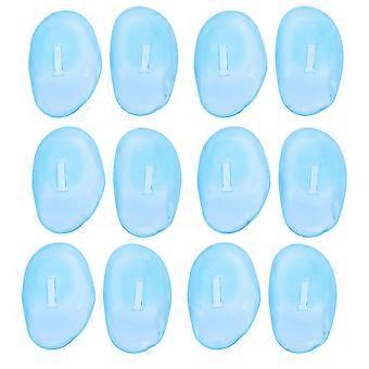 Protetores de ouvido de silicone macios, ferramentas de proteção auricular para cabeleireiro, 48 peças, azul celeste.