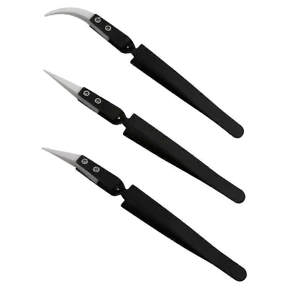 Precision Electronic Tweezers for Insulation Use 3Pcs Ceramic Tips