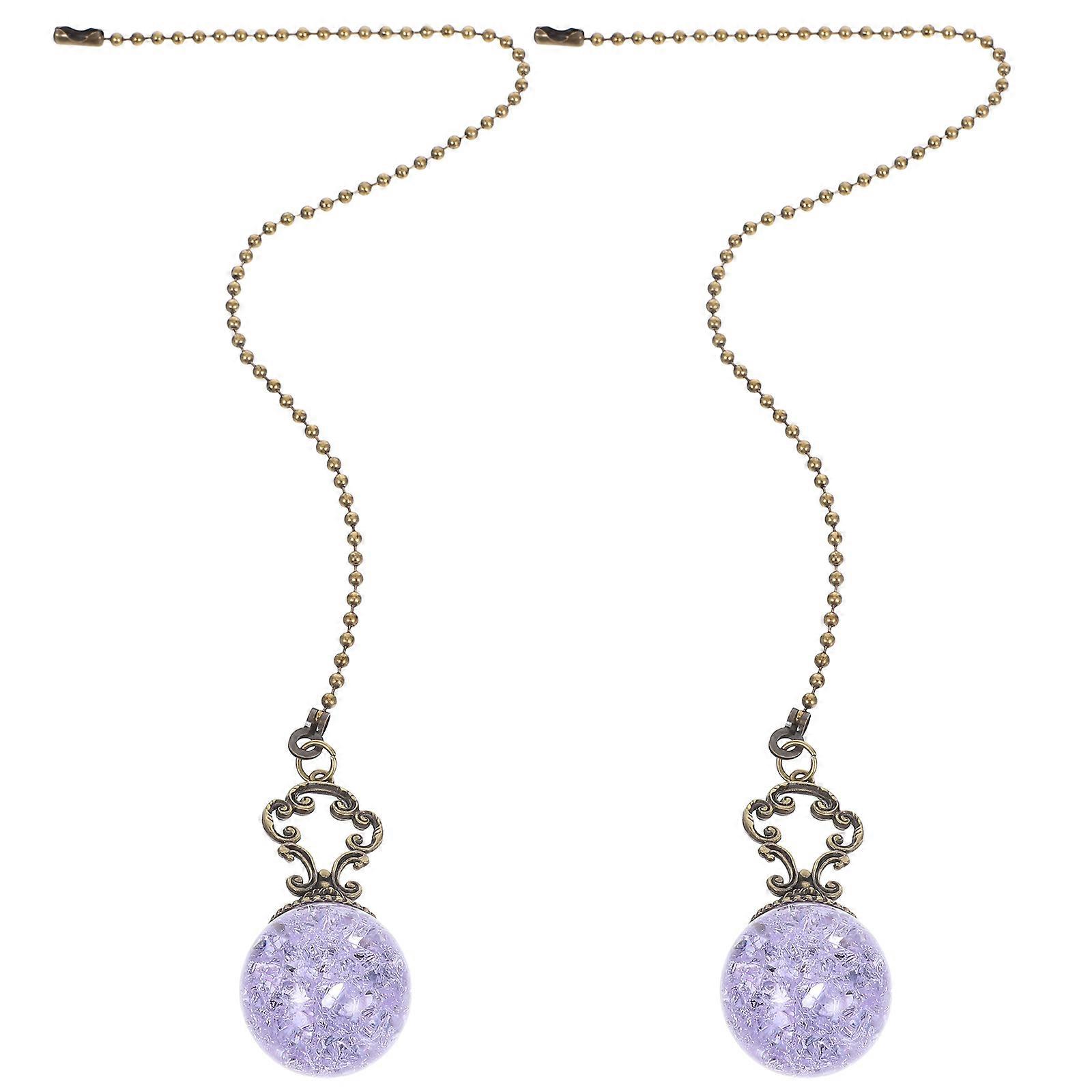 Crystal Ceiling Fan Pull Chain with Ice Crack Ball for 2Pcs Extensions