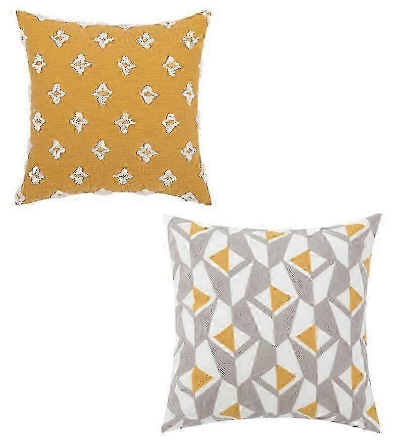 Square Geometric Pattern Tufted Pillowcase - Home Decor
