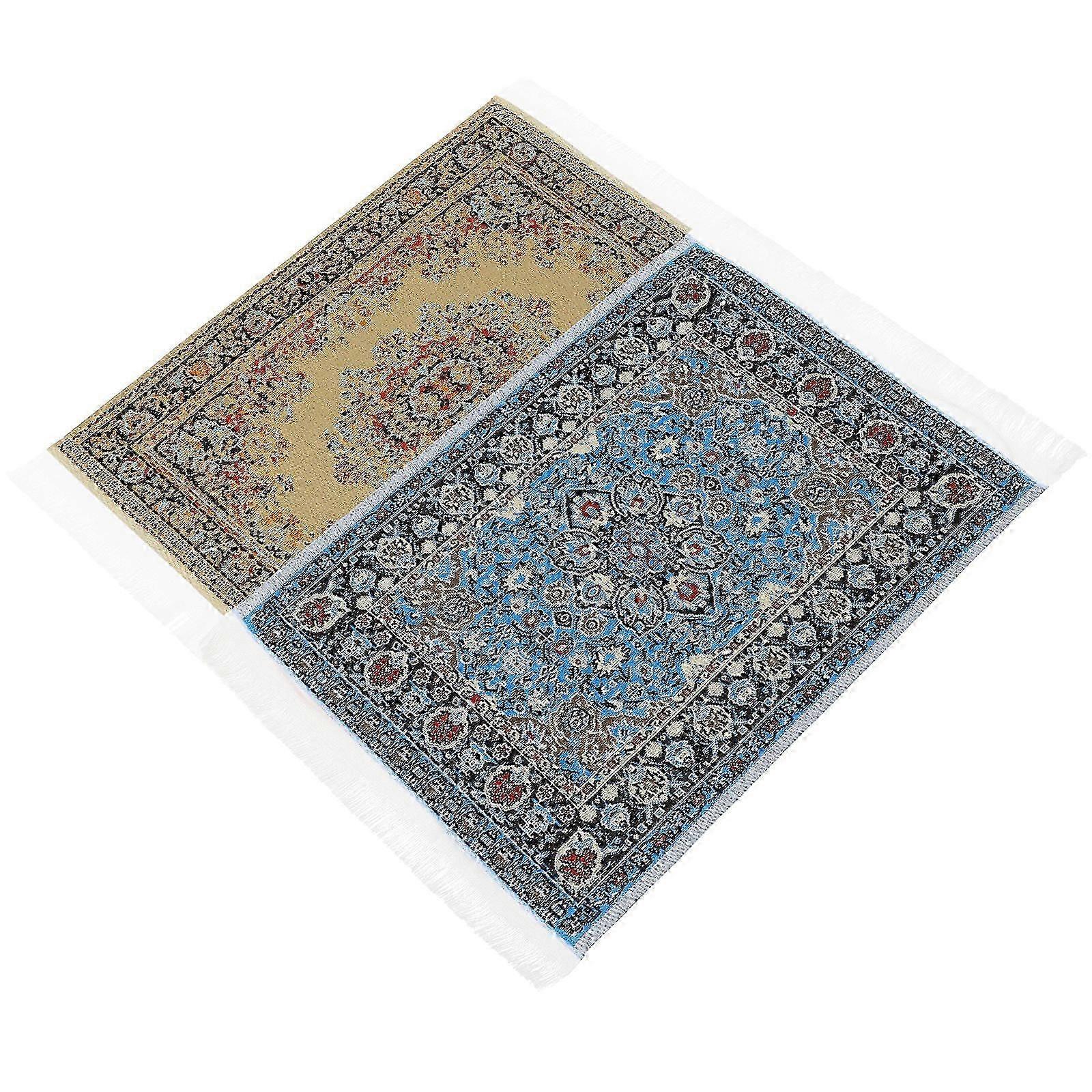Miniature Carpets For Dollhouse Mini Decoration Rectangular Shape Nylon Material 2Pcs