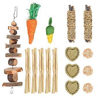 Small Pet Toy Wooden Teething Toys for Hamster Chewing 2Sets