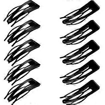 24 Pieces Double Grip Hair Clips Metal Snap Hair Clips Hair Barrettes for Hair Making, Salon Supplies (Black)