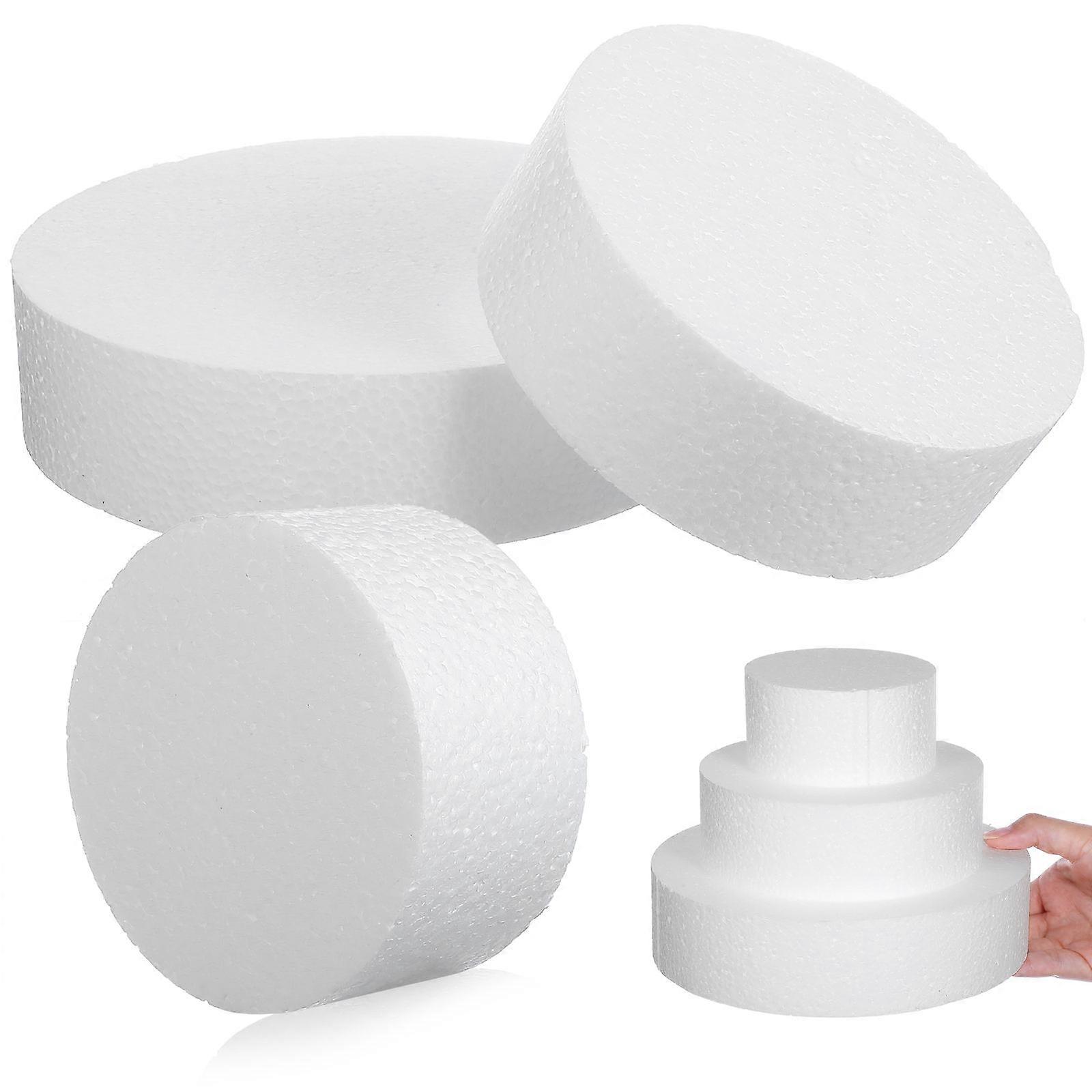 Foam Cake Dummy White Set for Cake Decorating Practice 6Pcs Round Models