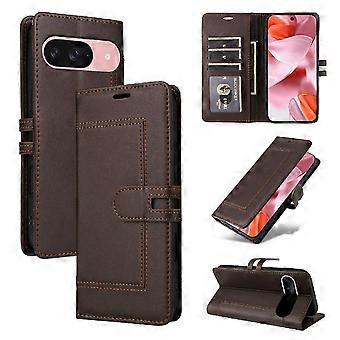 for Google Pixel 10/10 Pro PU Leather Magnetic Buckle Shockproof TPU Shell Wallet Flip Protective Phone Case with Card Slots Holder Kickstand