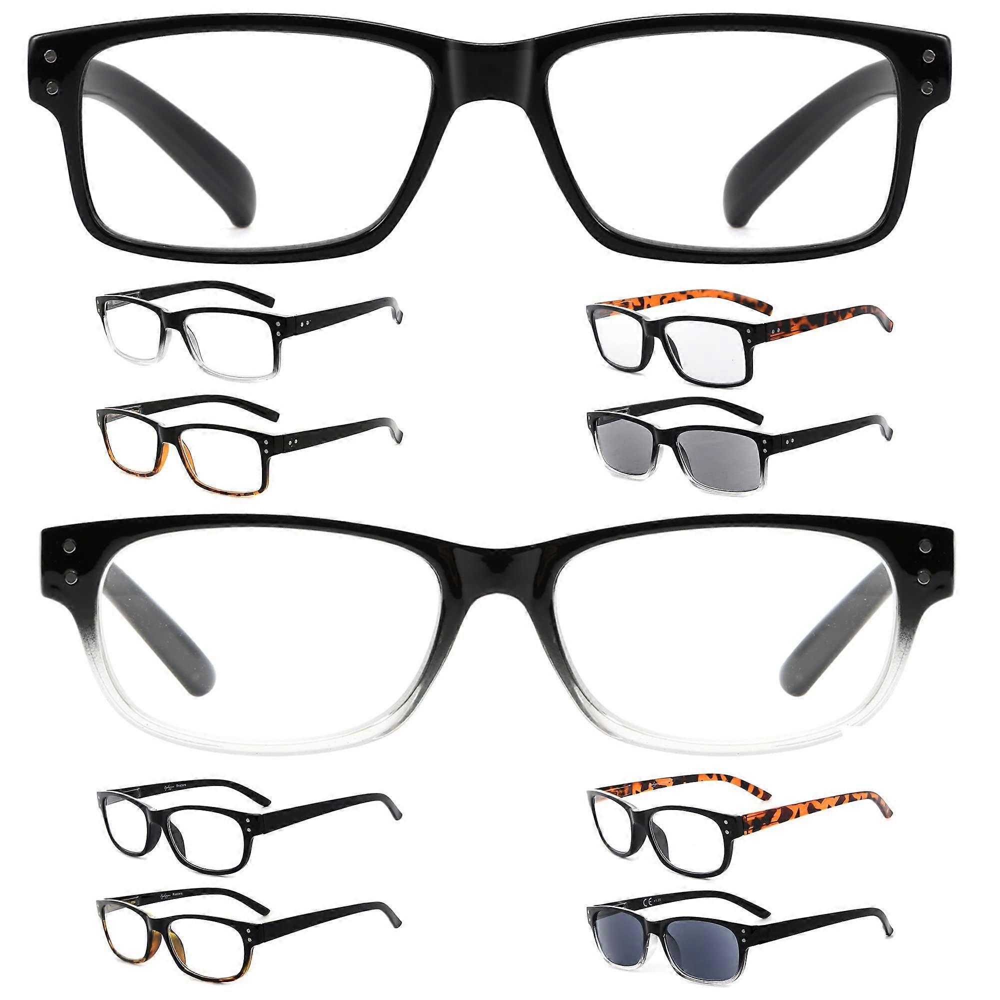 Men's +2.50 Reading Glasses 5 Pack Bundle, Spring Hinge Frames, Classic Comfortable Readers