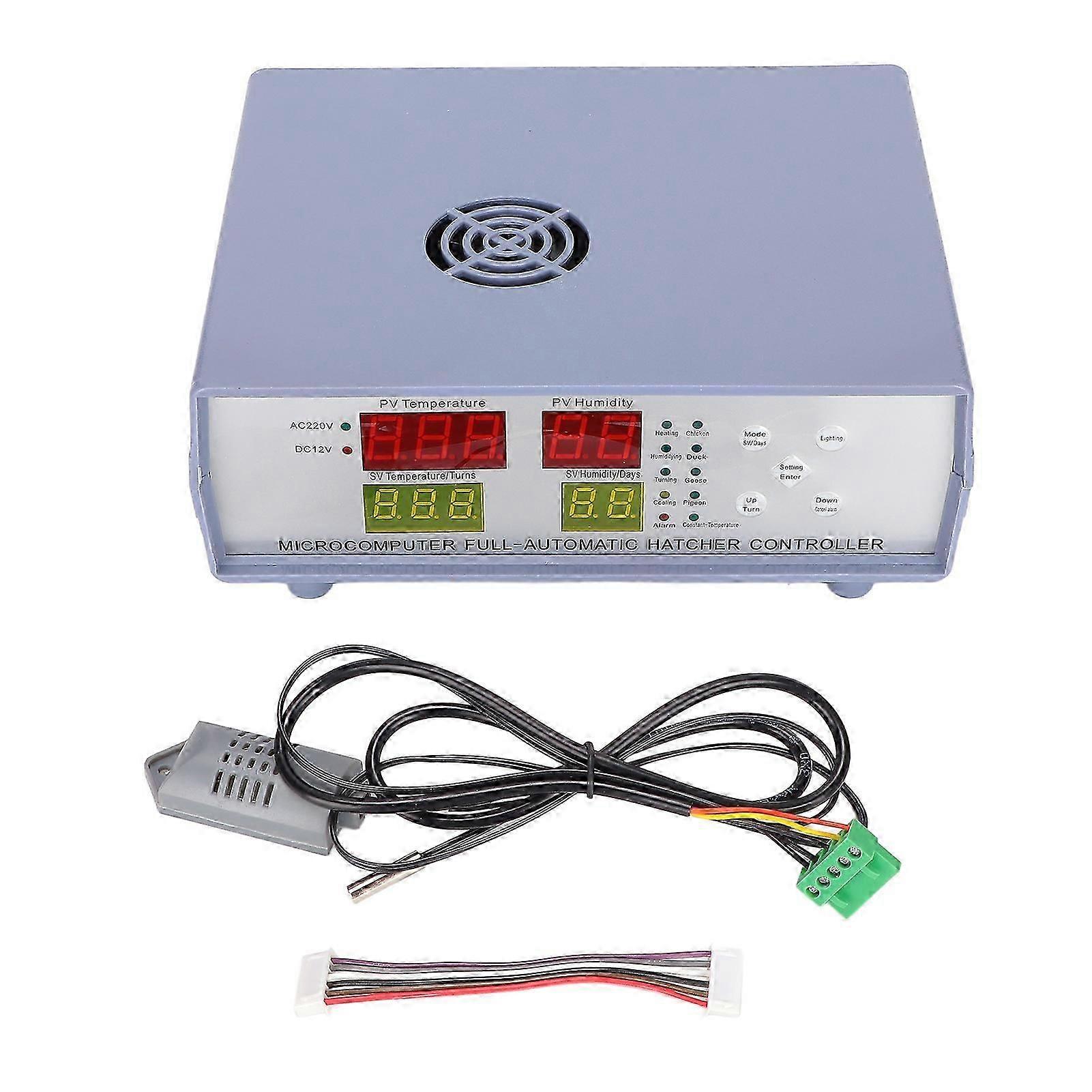 220V Incubator Controller AC DC Dual Power Automatic Egg Hatcher with Temp Humidity Sensor