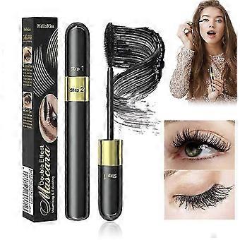 Rímel à prova d'água e à prova de manchas - 2-1 Rímel de longa duração Preto Volumizador e alongador para maquiagem dos olhos, sem aglomeração, cílios ondulados, vegano e