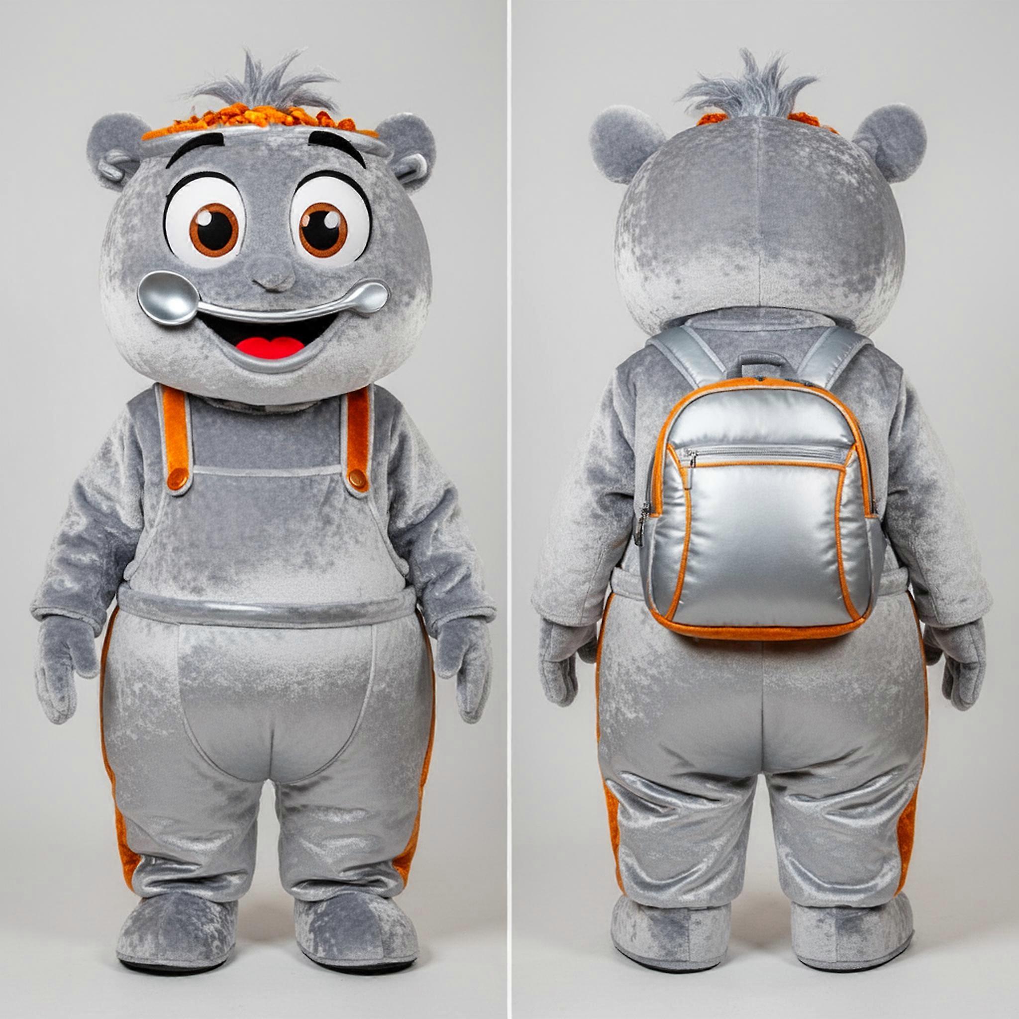 MASTICOT Silver Fluffy Jambalaya Mascot