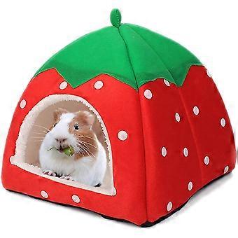 Guinea Pig Hideout Bed Rabbit House Cave Accessories Cozy Hide Out for Bunny Hedgehog Ferret Chinchilla Other Small Animals Red