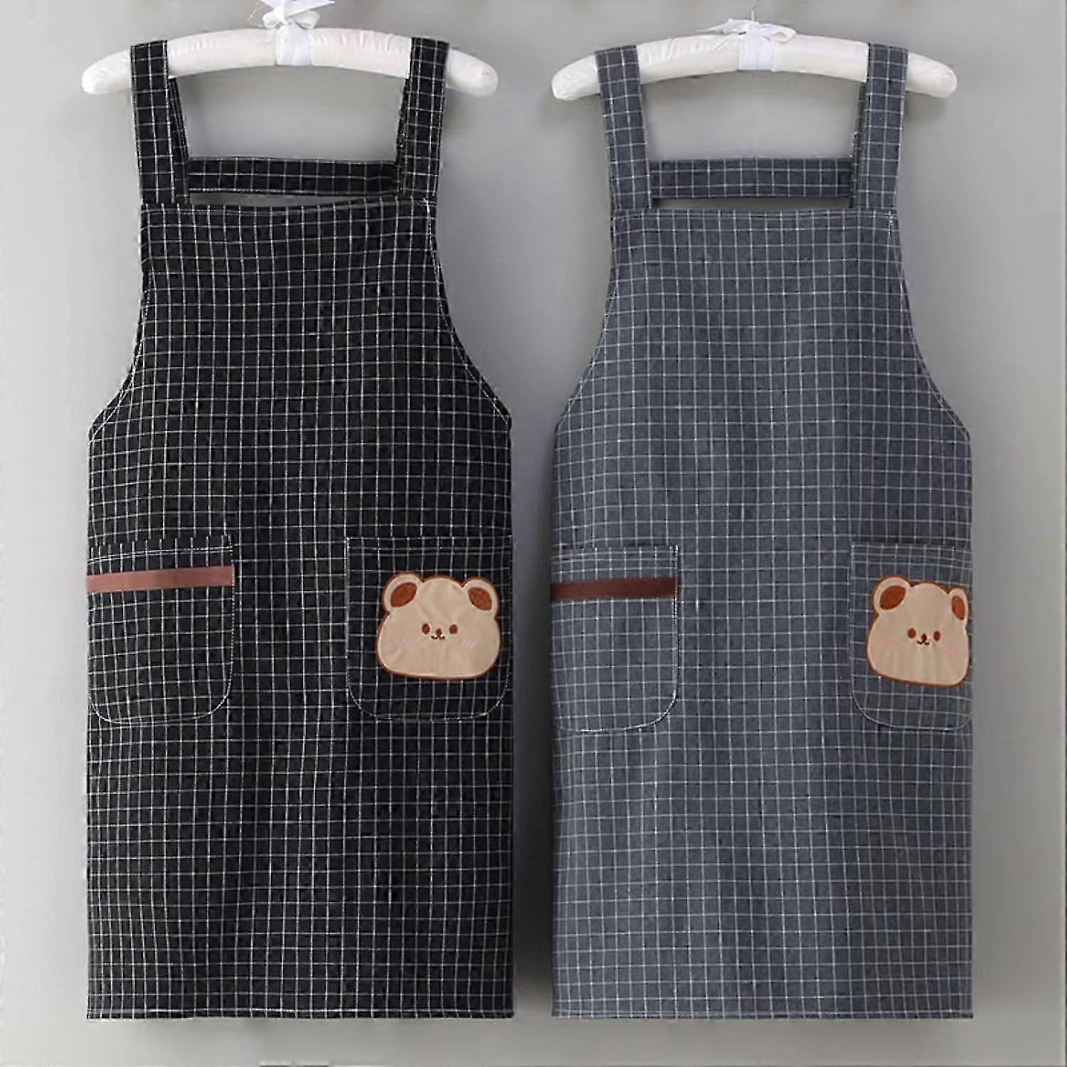 Adjustable Plaid Bear Apron