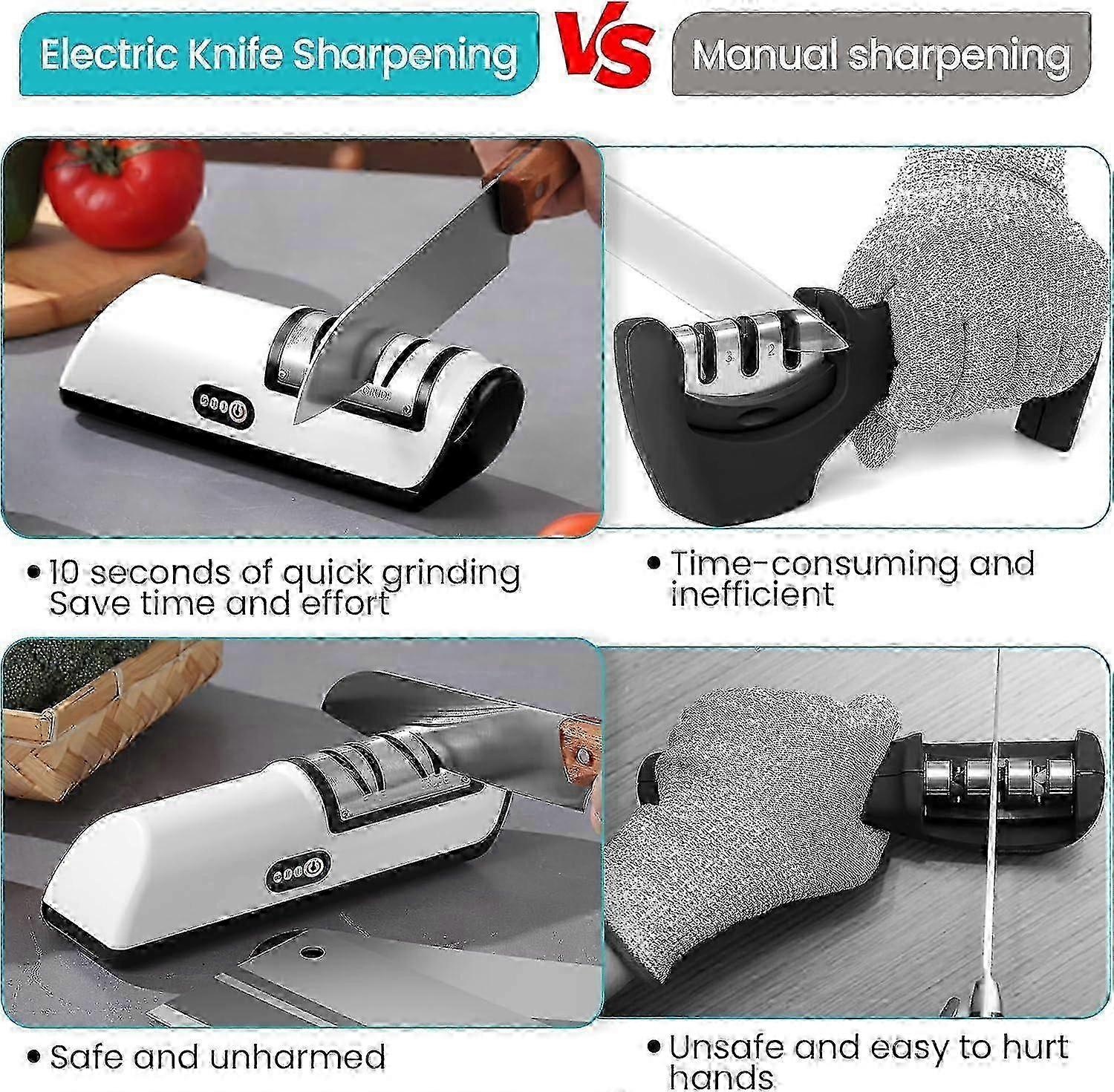 Kitchen Knife Sharpener 2-Stage Electric with Quick Sharpening Polishing Function