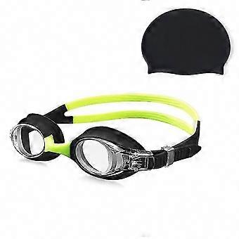Kids Swimming Goggles and Swim Cap Set, Anti-Fog, Waterproof, Adjustable, for Swimming Lessons, Pool, and Beach