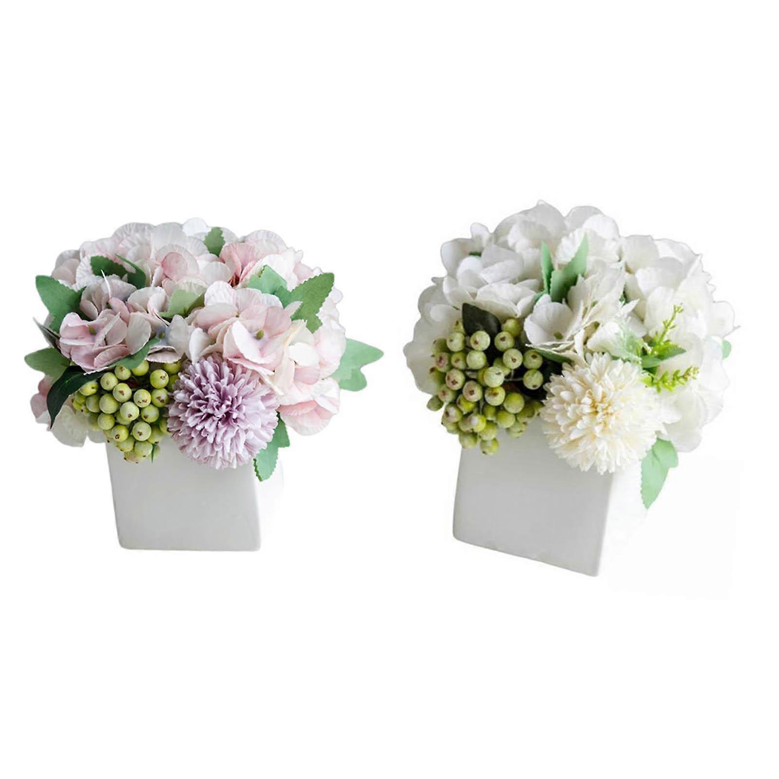 2x Artificial Silk Flowers Fake Hydrangea Office Wedding