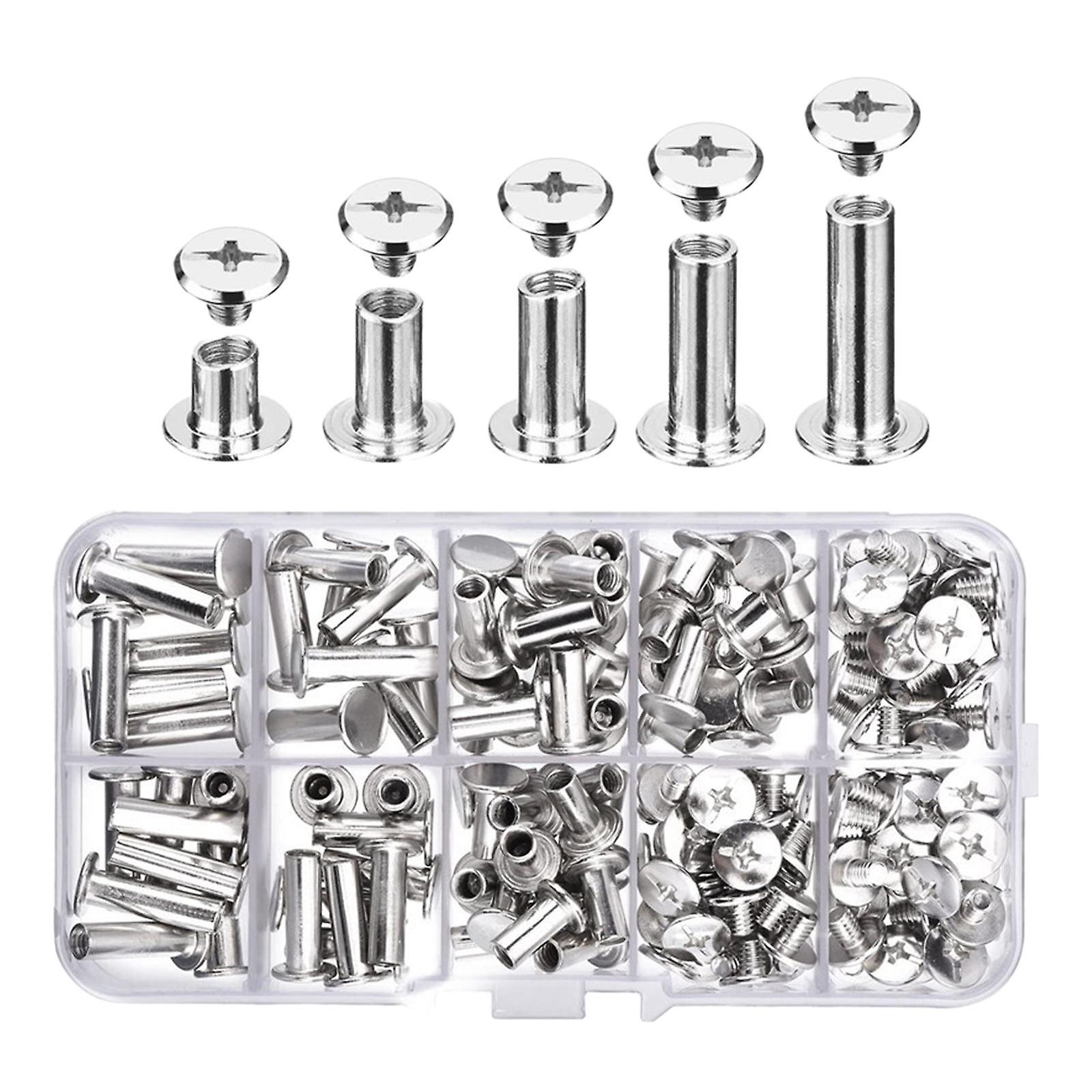 80 Sets Silver Chicago Screws Posts Cross Head Binding Screws Rivets