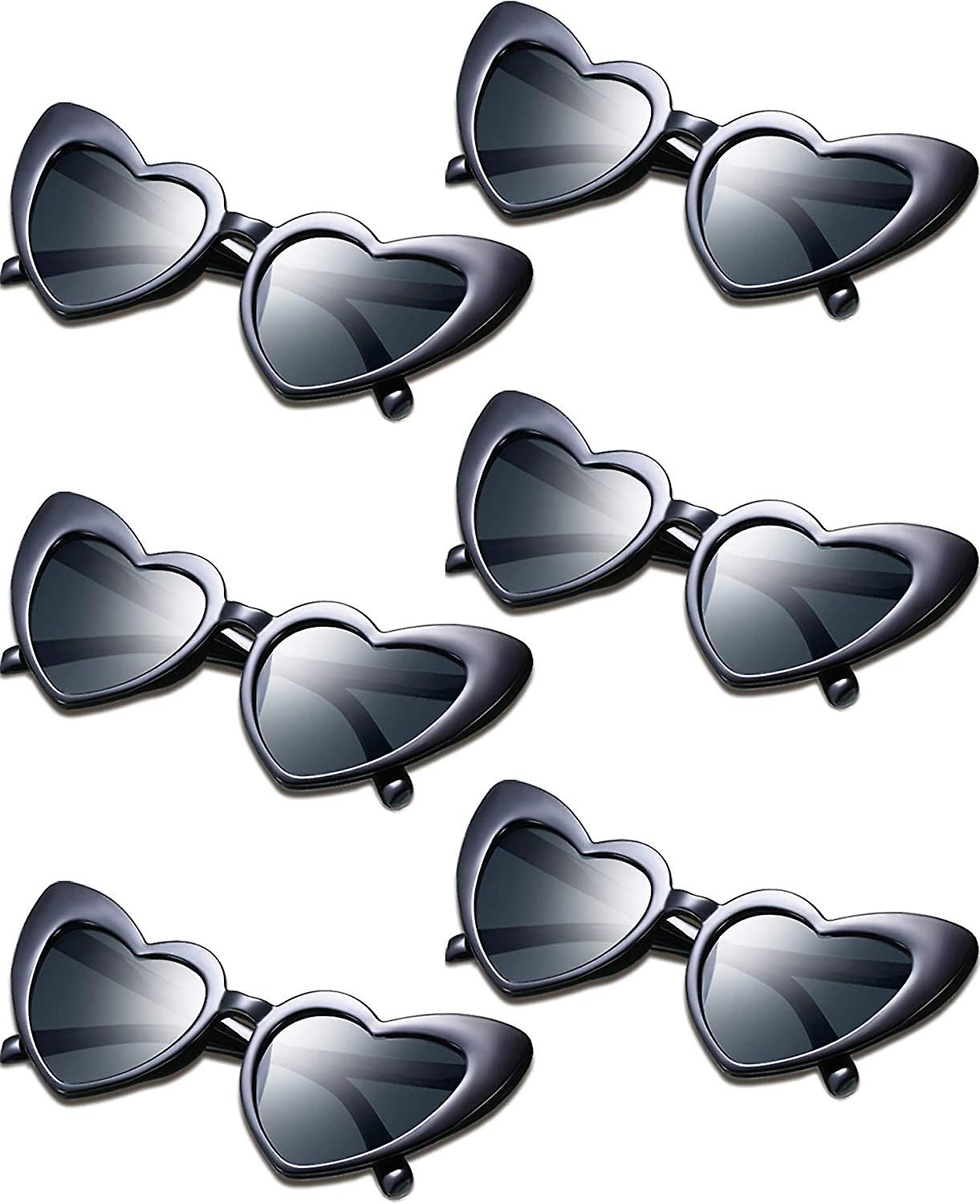 6 Pairs Heart Shaped Sunglasses Cat Eye Sunglasses Vintage Heart Glasses For Wedding Costume Party