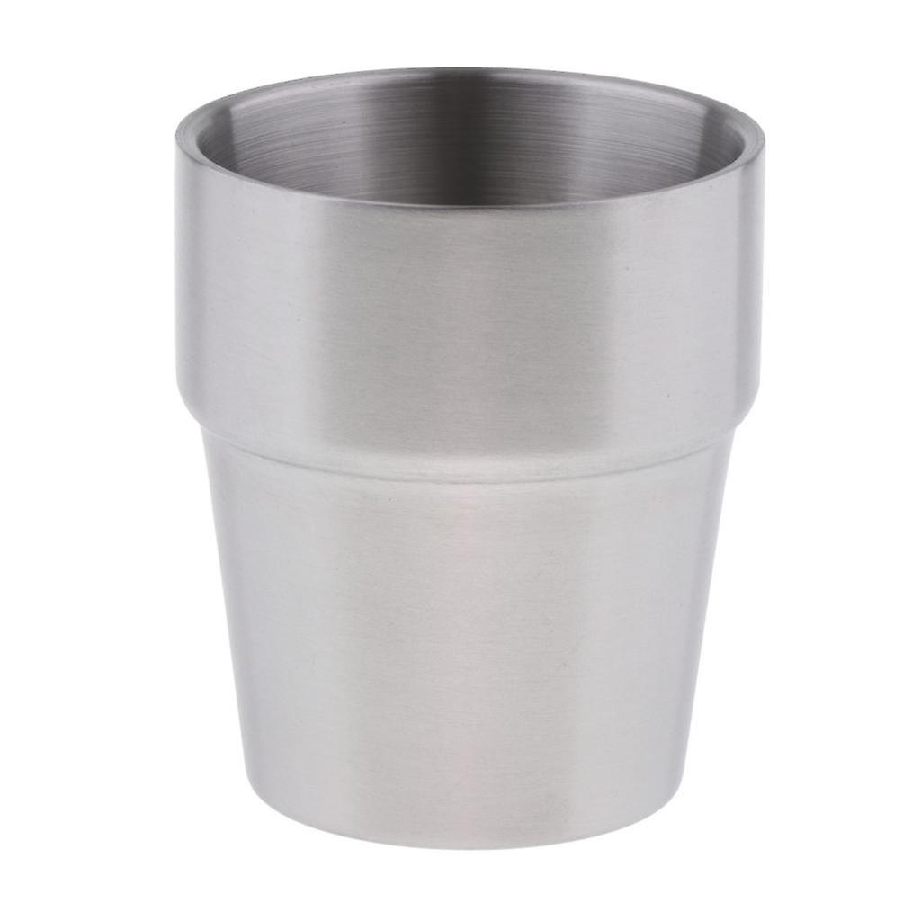 Double Wall Wine Cup Beer Mug Hot/Cold Beverage 260ml Silver A