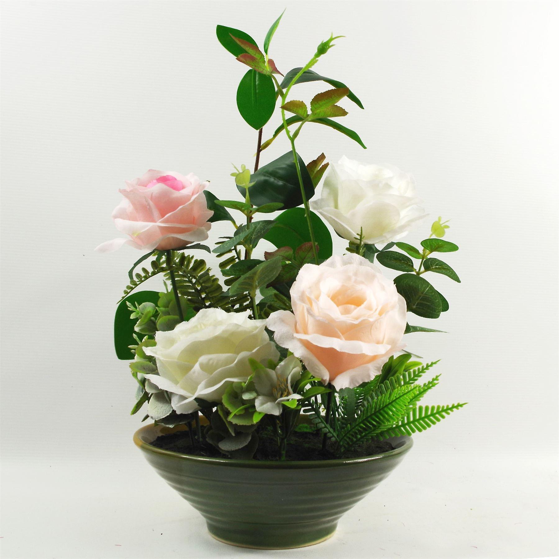 35cm Artificial Mixed Floral Spring Display in Planter