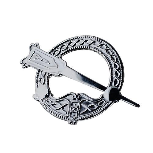 Silver 32mm embossed Tara Brooch