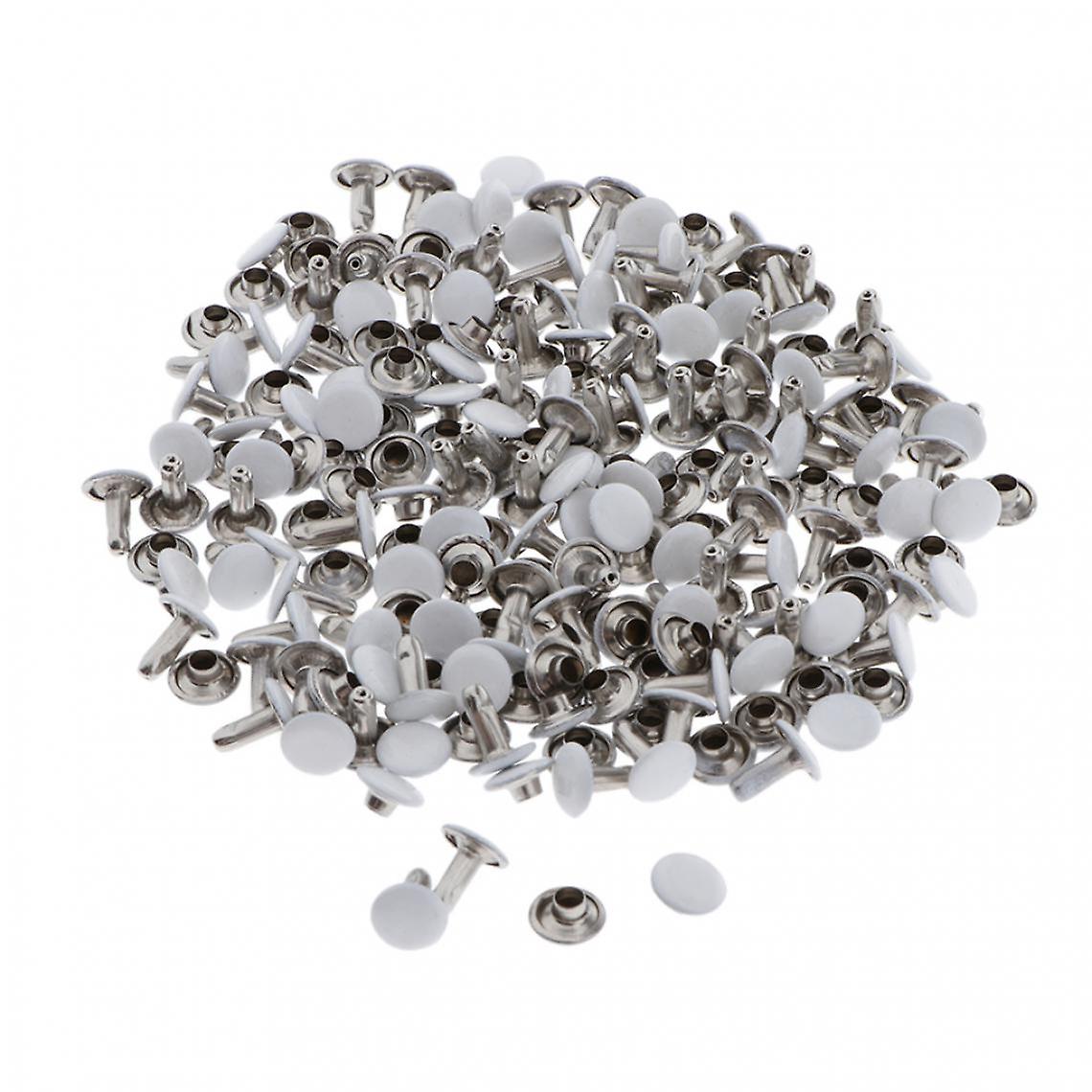 100pcs White 8mm Double Sided Button Leather Craft Garment Accessories