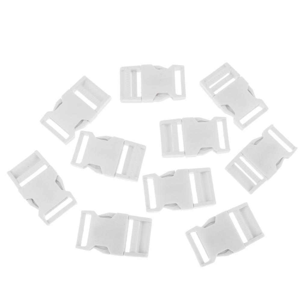 10pcs Plastic Side Release Buckles for 1" Backpack Webbing Strap White