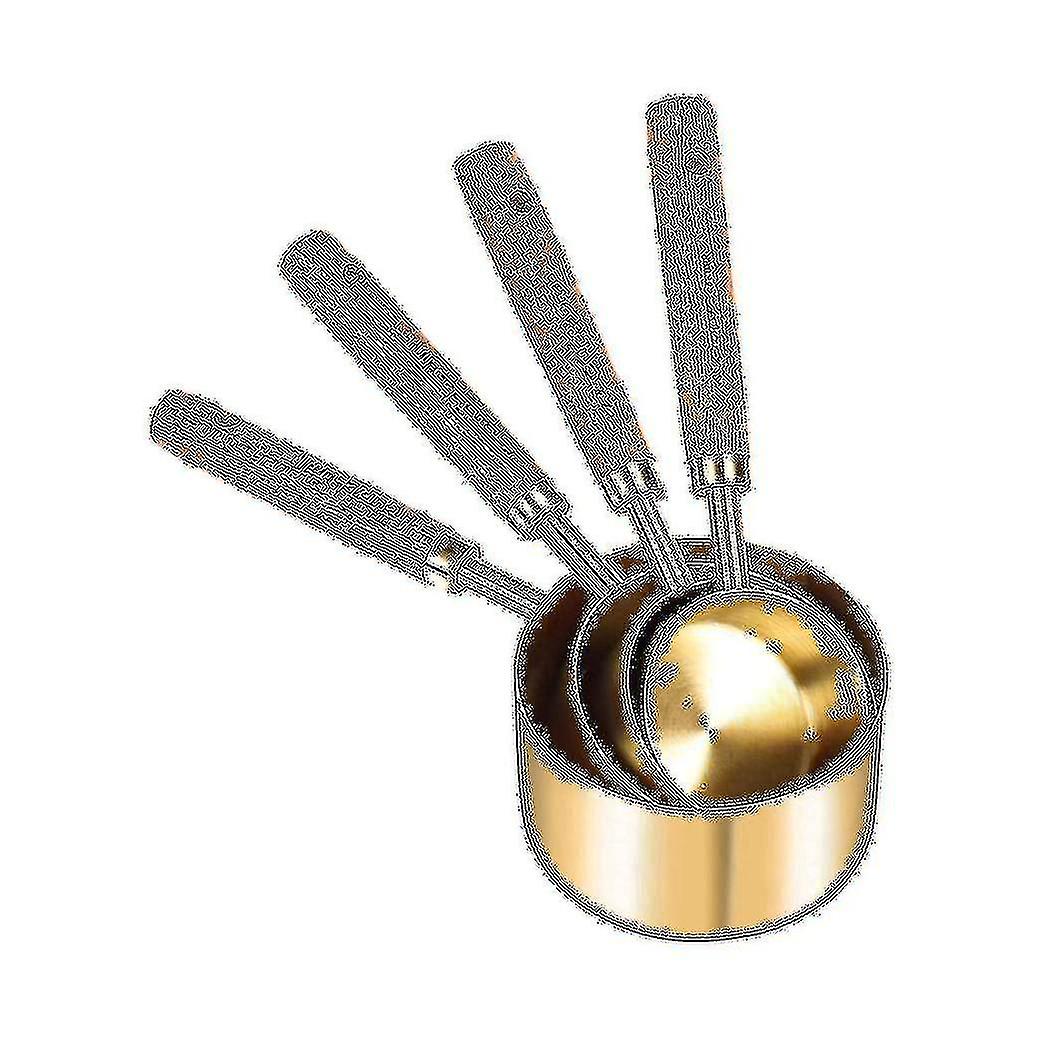 Measuring Cups And Spoons 8, Wood Handle With Metric And Us Measurements,stainless Steel, For Cooki