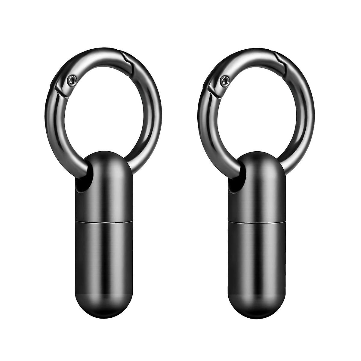 2PCS Waterproof Stainless Steel Pill Box Pill Bottle Cache Pill Box Container Keychain Pill Box Hea