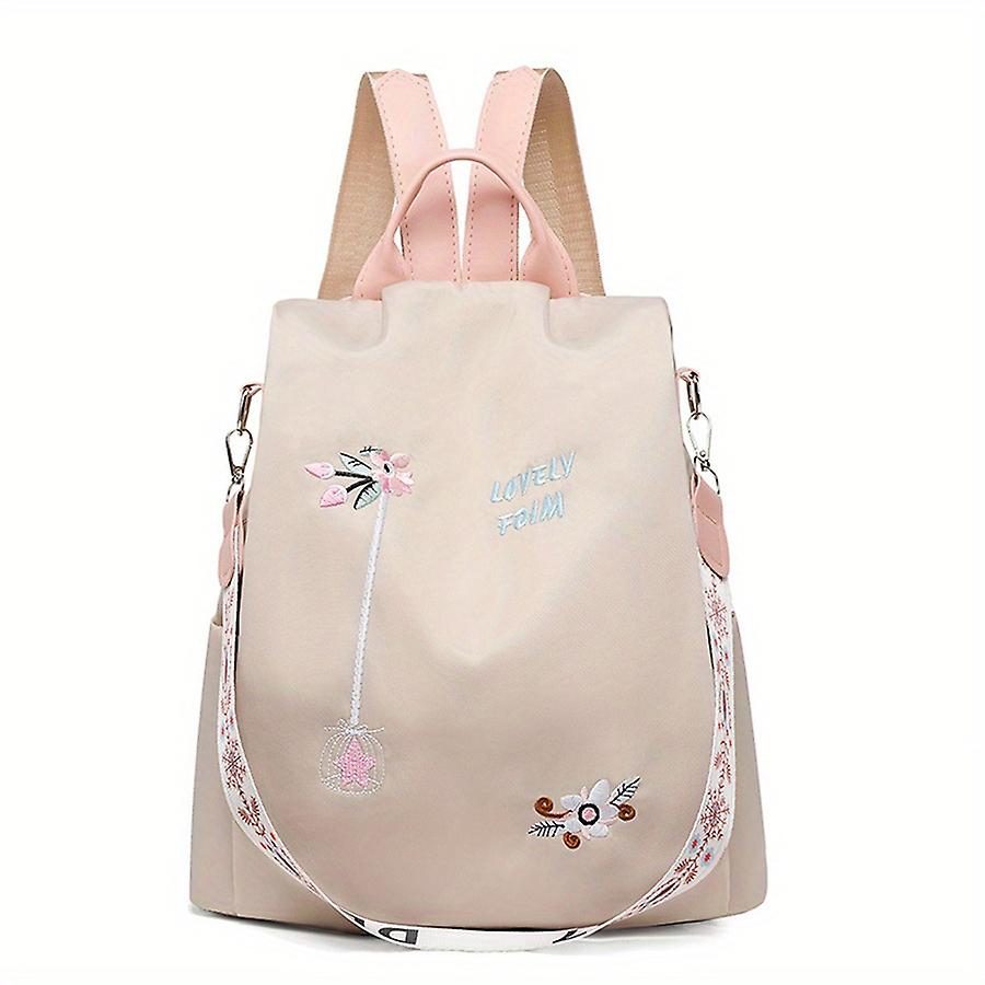 Sac à dos de broderie de fleurs Sac décontracté de grande capacité pour la vie quotidienne Sac pour femmes