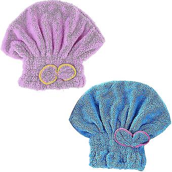 2 Pack Bowknot Hair Towel Microfiber Bath Towels Bathing Cap For Women Kids