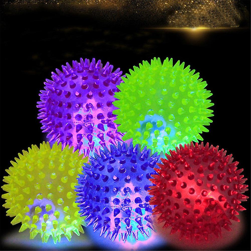 PVC LED Ball for Dogs and Puppy, Light Up and Flashing Toy, Bouncing and Spiky
