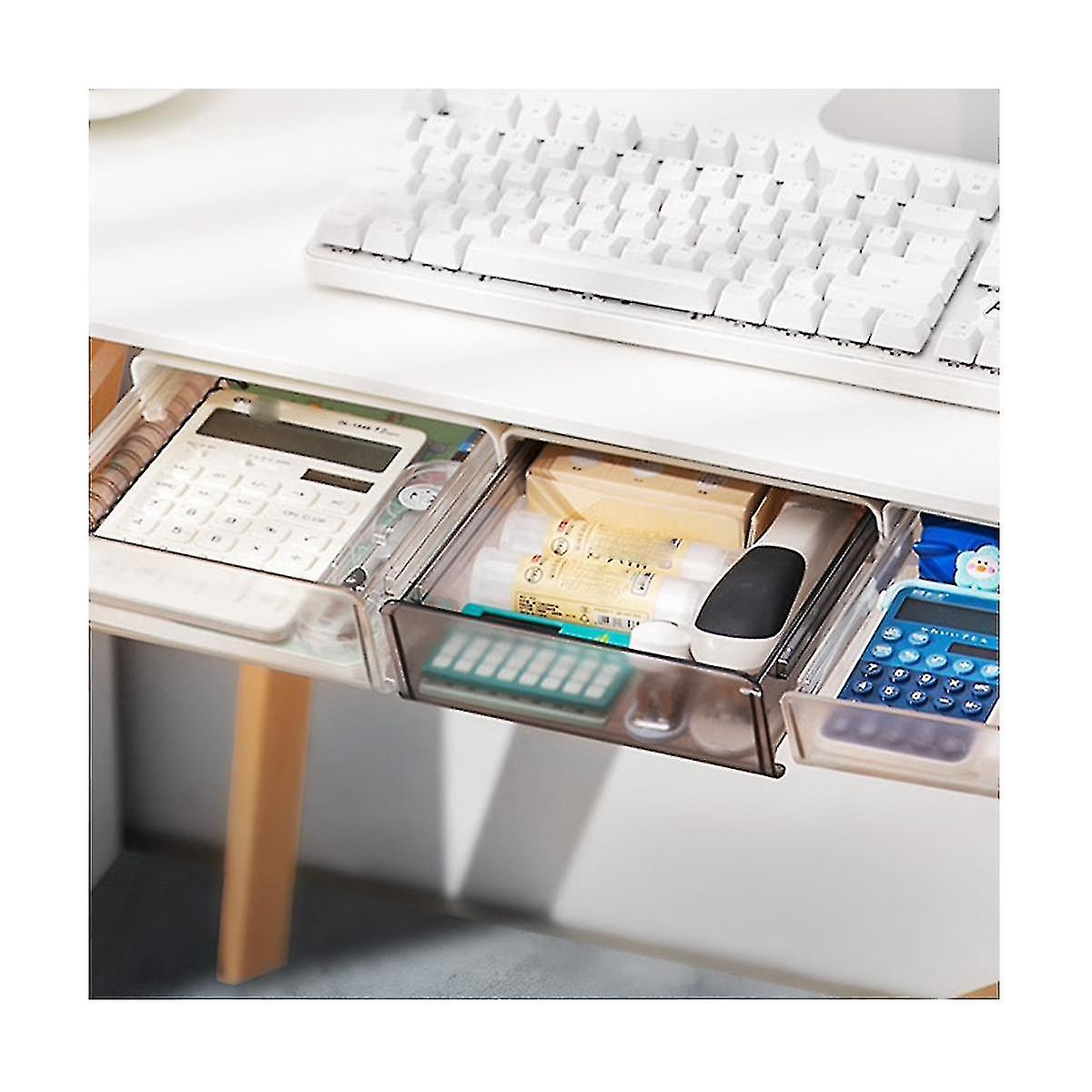 Under Desk Drawer Organizer No-punch Strong Under Table Storage Box Grocery Storage White