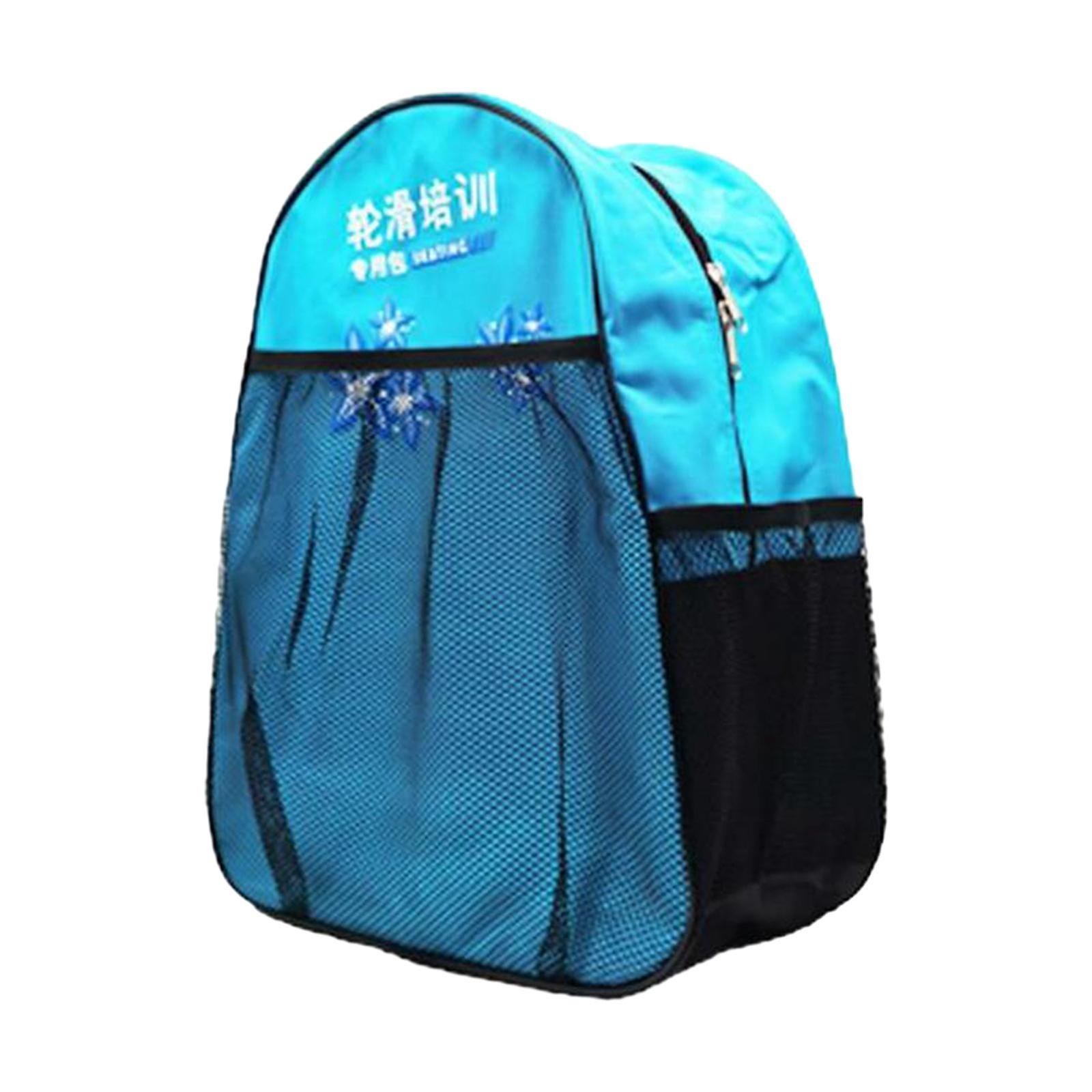 Roller Skates Backpack Roller Skating Accessories Durable Skates Storage Bag Blue
