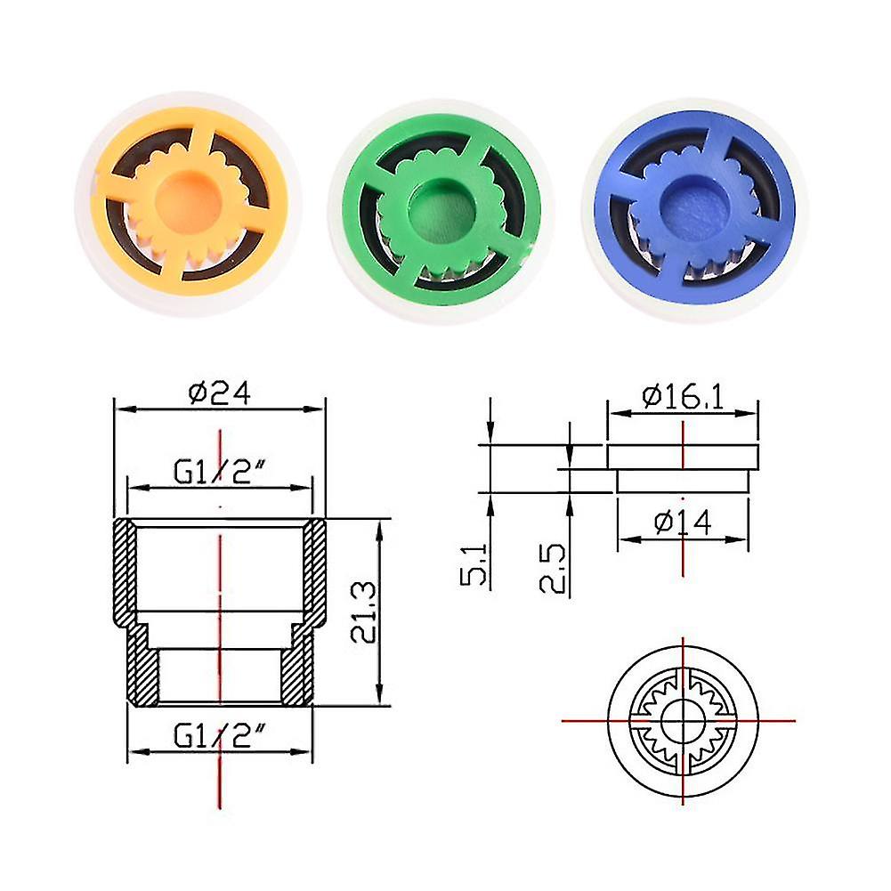Shower Flow Limiter 1/2" Thread, Brass, 2.4x2.2x2cm, Multi Colors