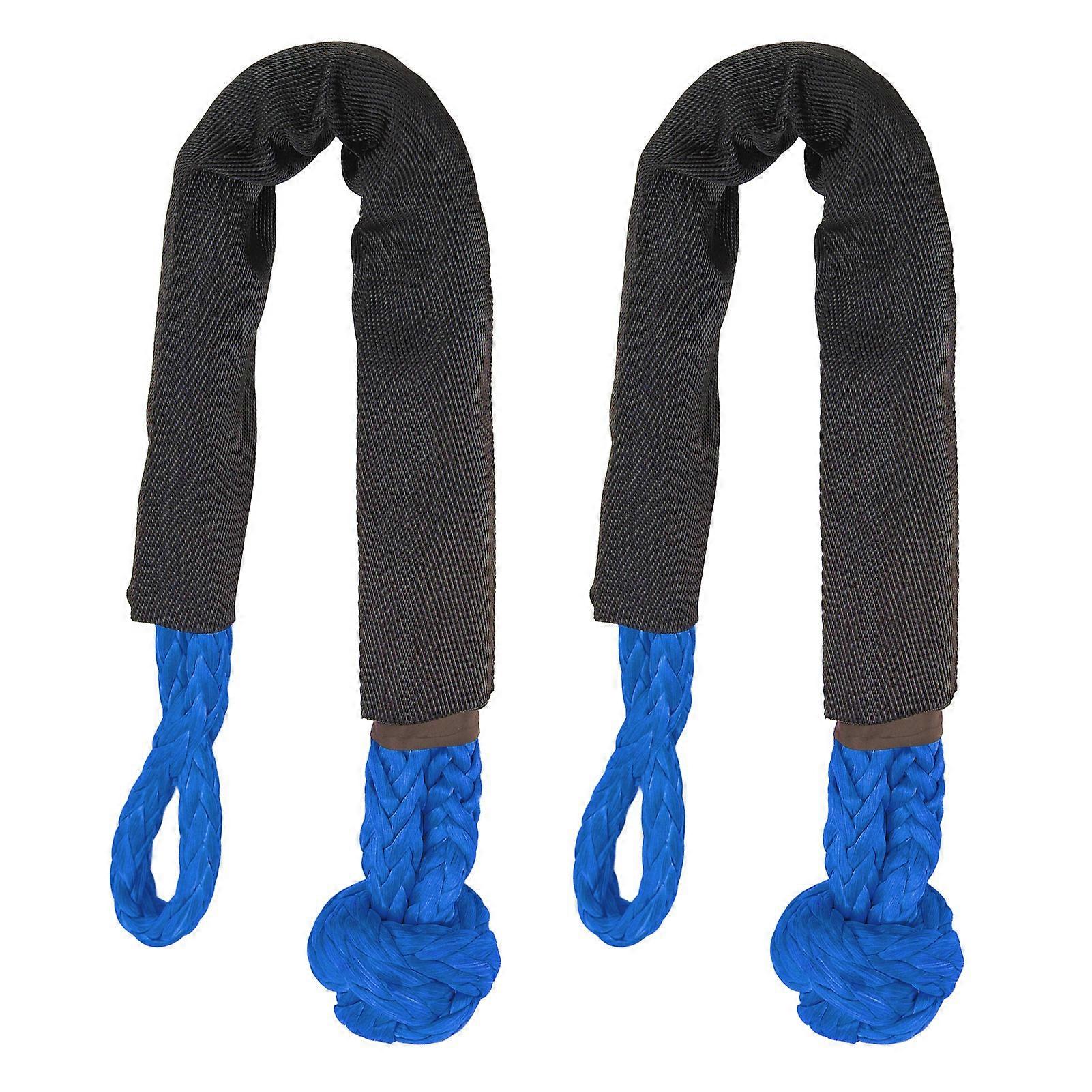 2Pcs Towing Soft Shackle 38000Lbs Breaking Force Tear Resistance Portable for Truck Large SUVs Offroad Vehicels Blue