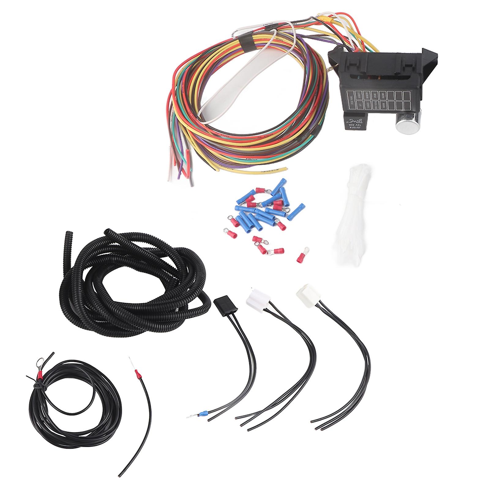 8 circuit fuse wire harness for hot rod with 12V power