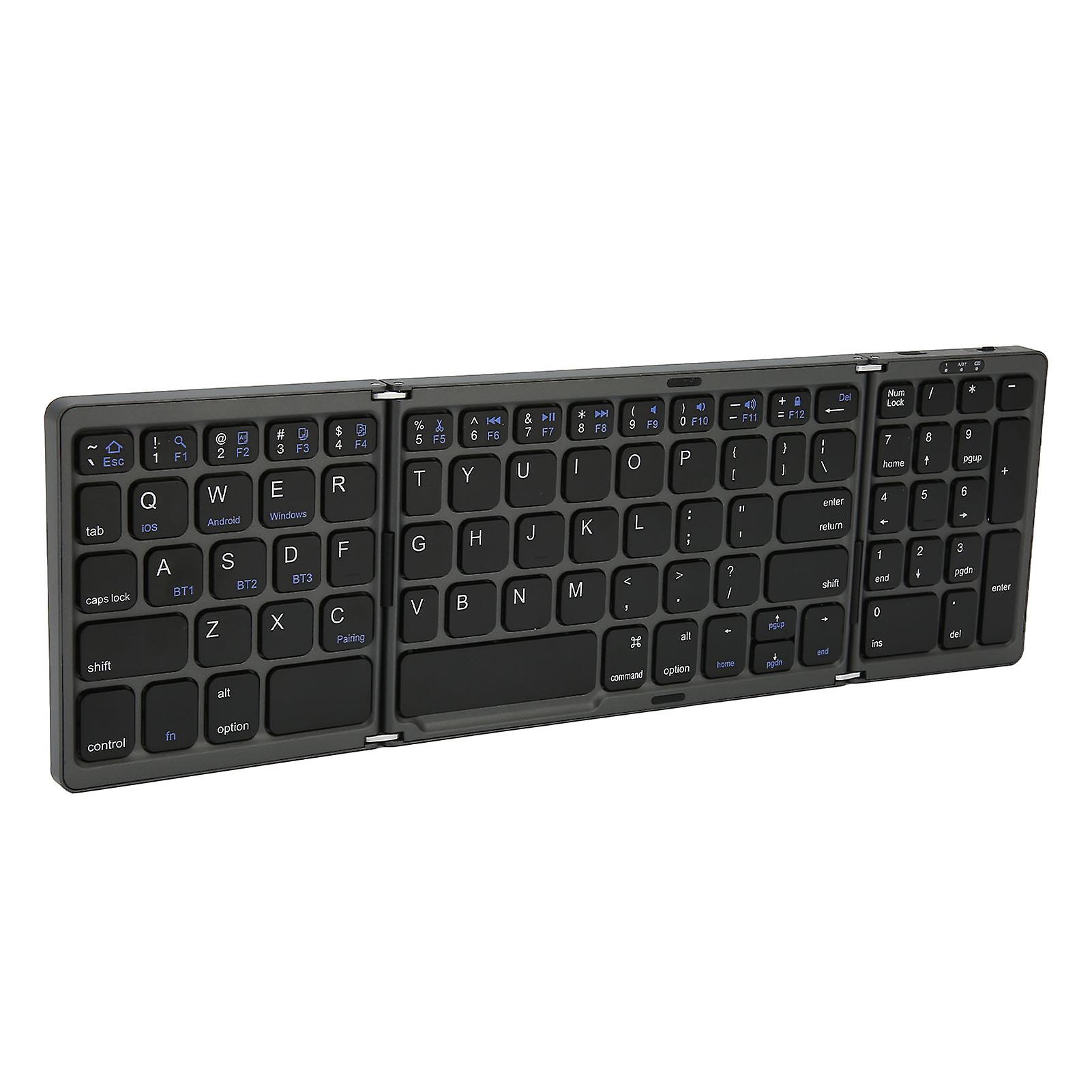 Foldable Bluetooth Keyboard with Numeric Key 81 Keys Battery Powered Type C Interface Pocket Size Bluetooth Keyboard for PC 