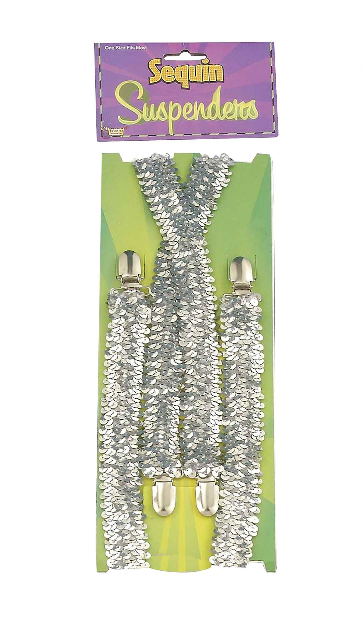 Sequin Braces Silver Costume Accessories Unisex Ba1028
