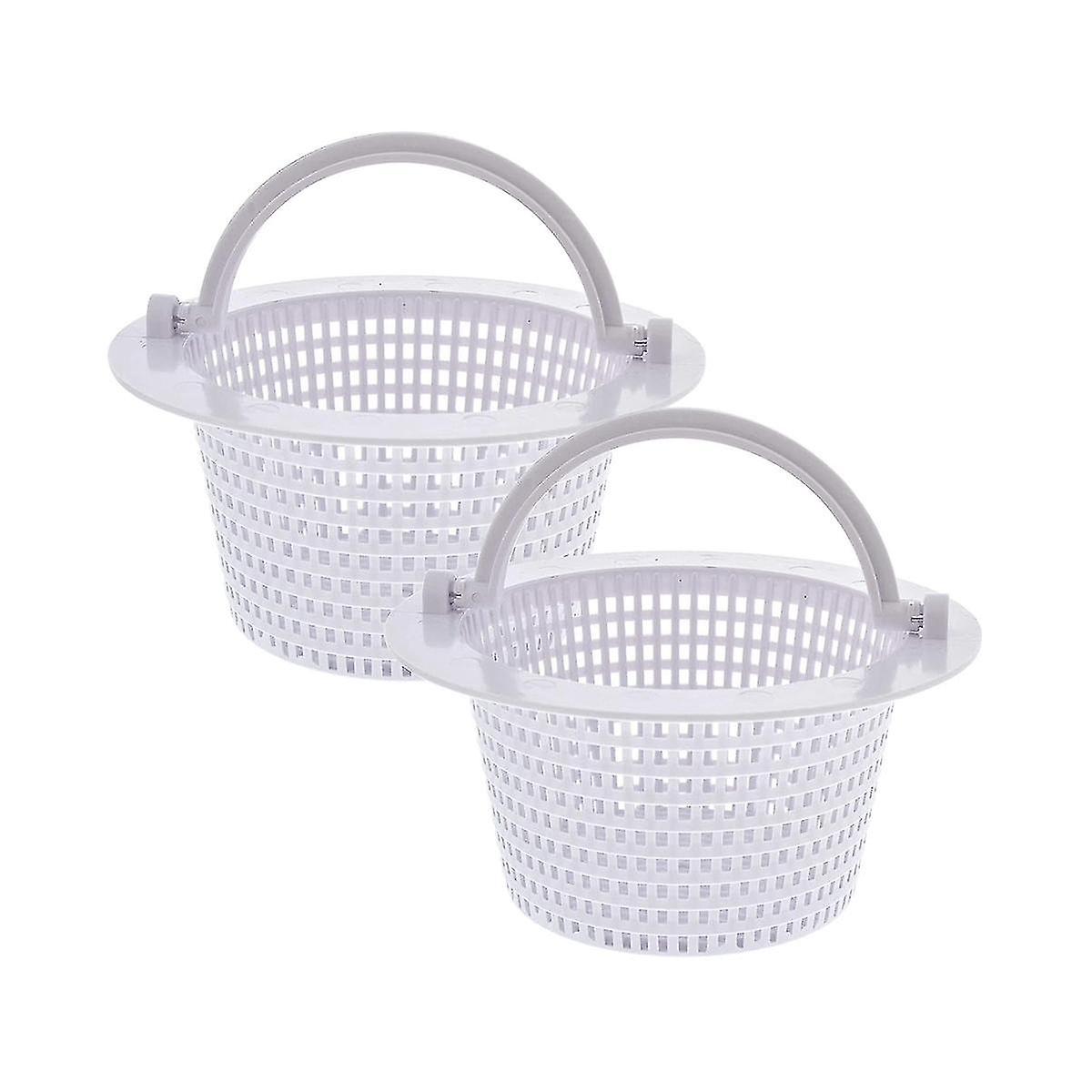 Swimming Pool Skimmer Replacement Basket with Handle, 2 Pack - Above Ground Pool Thru-Wall Skimmer Baskets