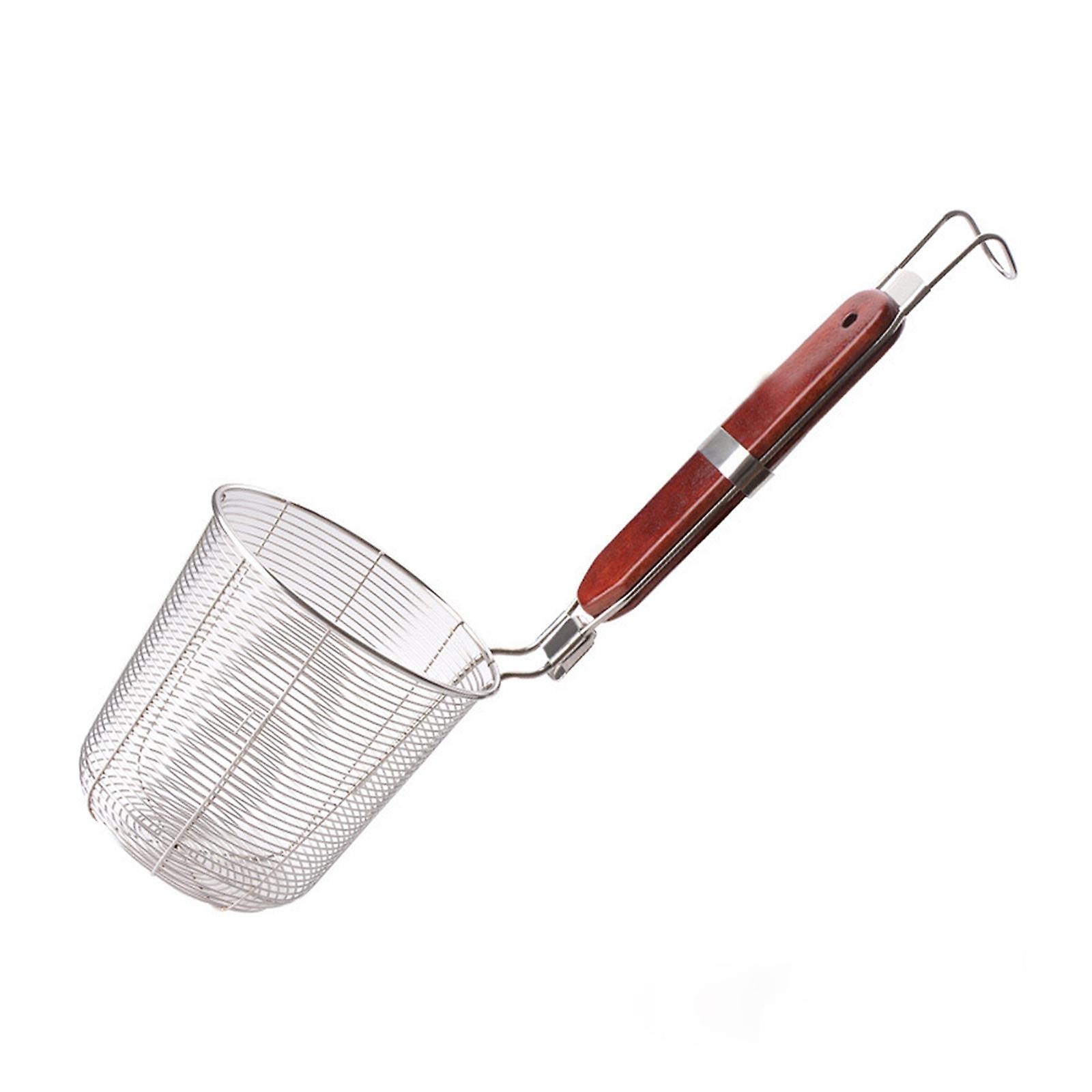 Pasta Strainer Colander Flat Cylinder Strainer for Camping Chips Onion Rings 12cm