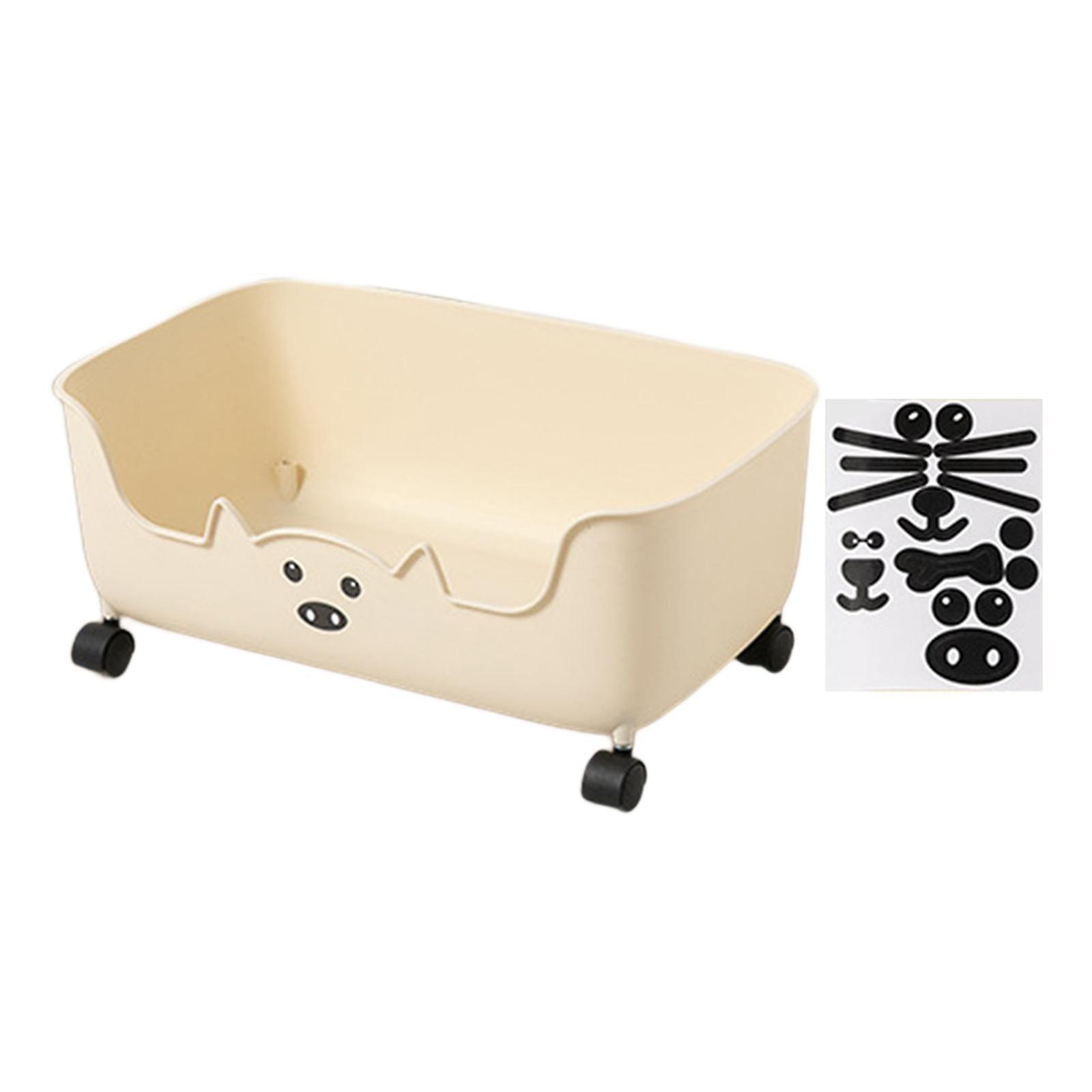 Masa Altında Saklama Kutusu Tekerlekler Çanta Sepeti Ofis Çocuk Odası Mutfak Bej