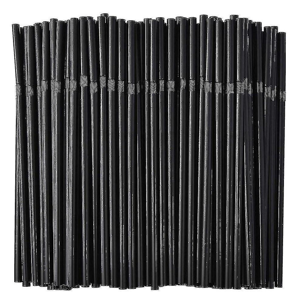 500/200/100pcs Flexible Bendy Black Drinking Straws Plastic Disposable Straws