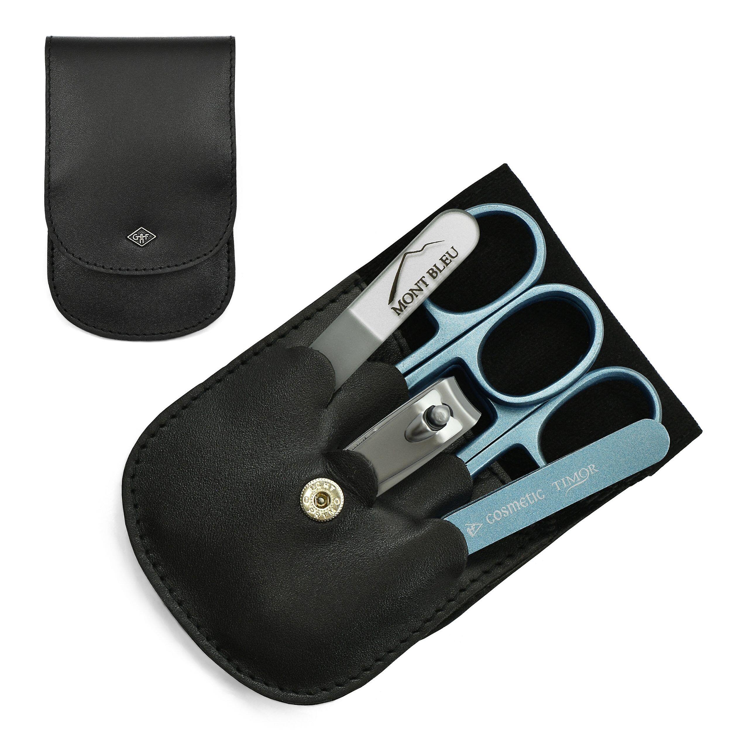 Giesen & Forsthoff's Timor 5-piece Manicure Set in Leather Case - Blue