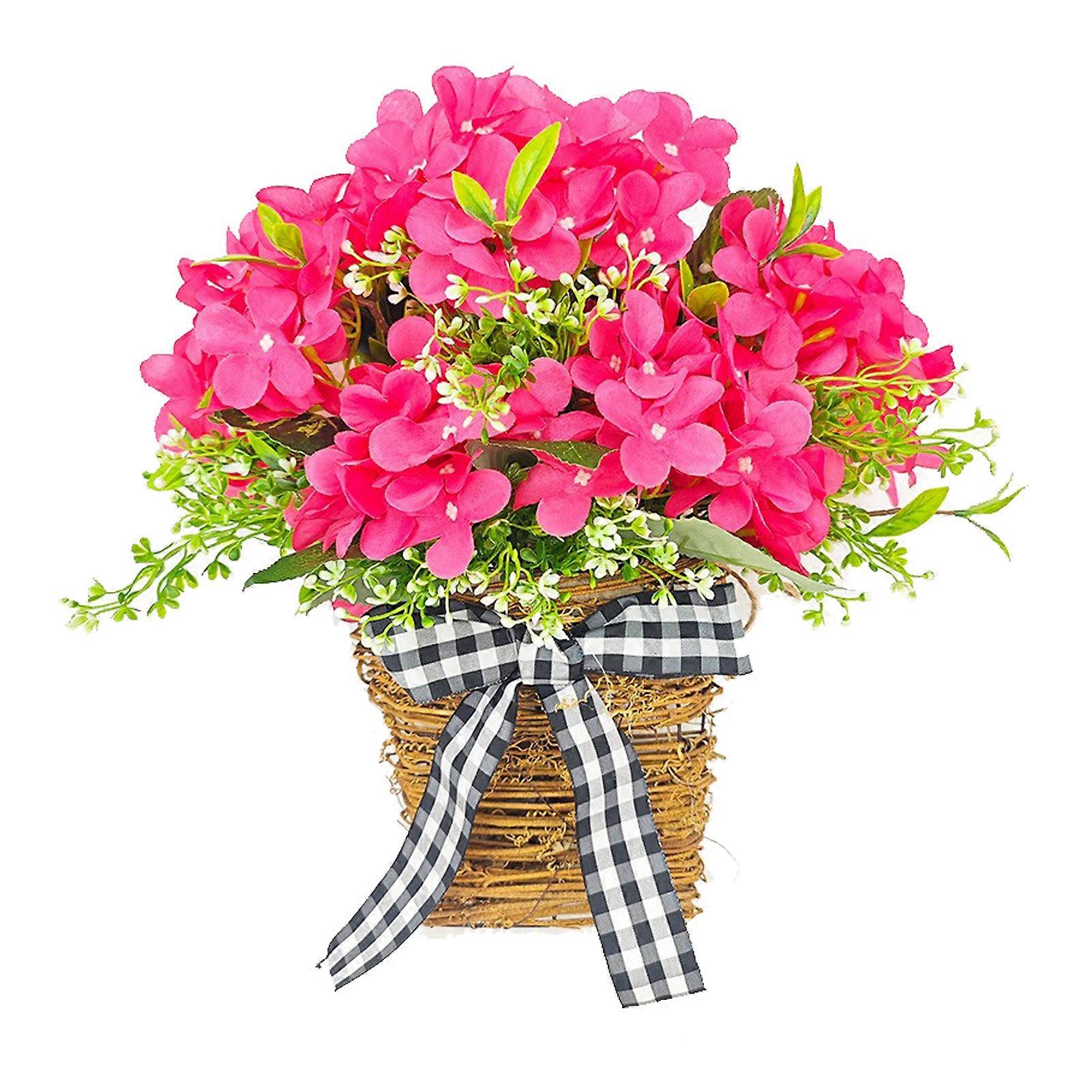 (38CM * 30CM * 8CM)夏のピンクのゼラニウムフラワーバスケットドアバスケットデコレーションフロントドアオーナメント