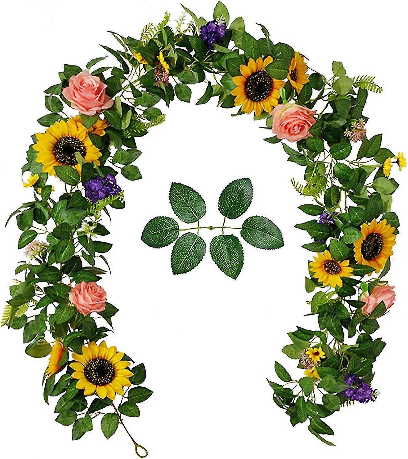 Fogliame artificiale verde vite con fiori misti