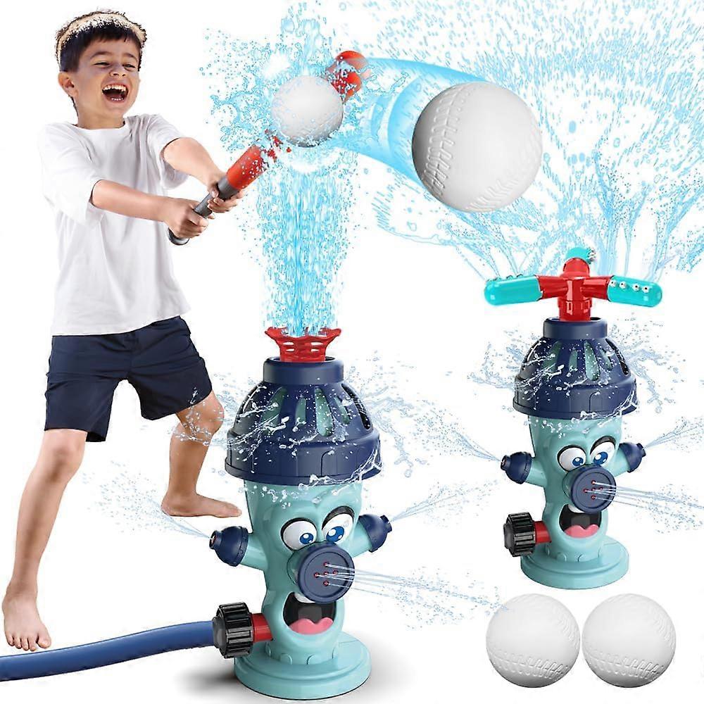 2 في 1 رشاش الماء لعبة البيسبول مجموعة، الفناء الخلفي الغزل لعبة رذاذ المياه، الصيف في الهواء الطلق الرش اللعب تي الكرة لعبة الحديقة الفناء الخلفي لعبة للأطفال (التنوب