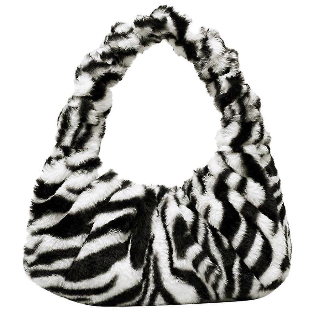 Inverno Peluche Borsa A Tracolla Moda Lady Borsa Ascella Bag (Nero, Striscia)