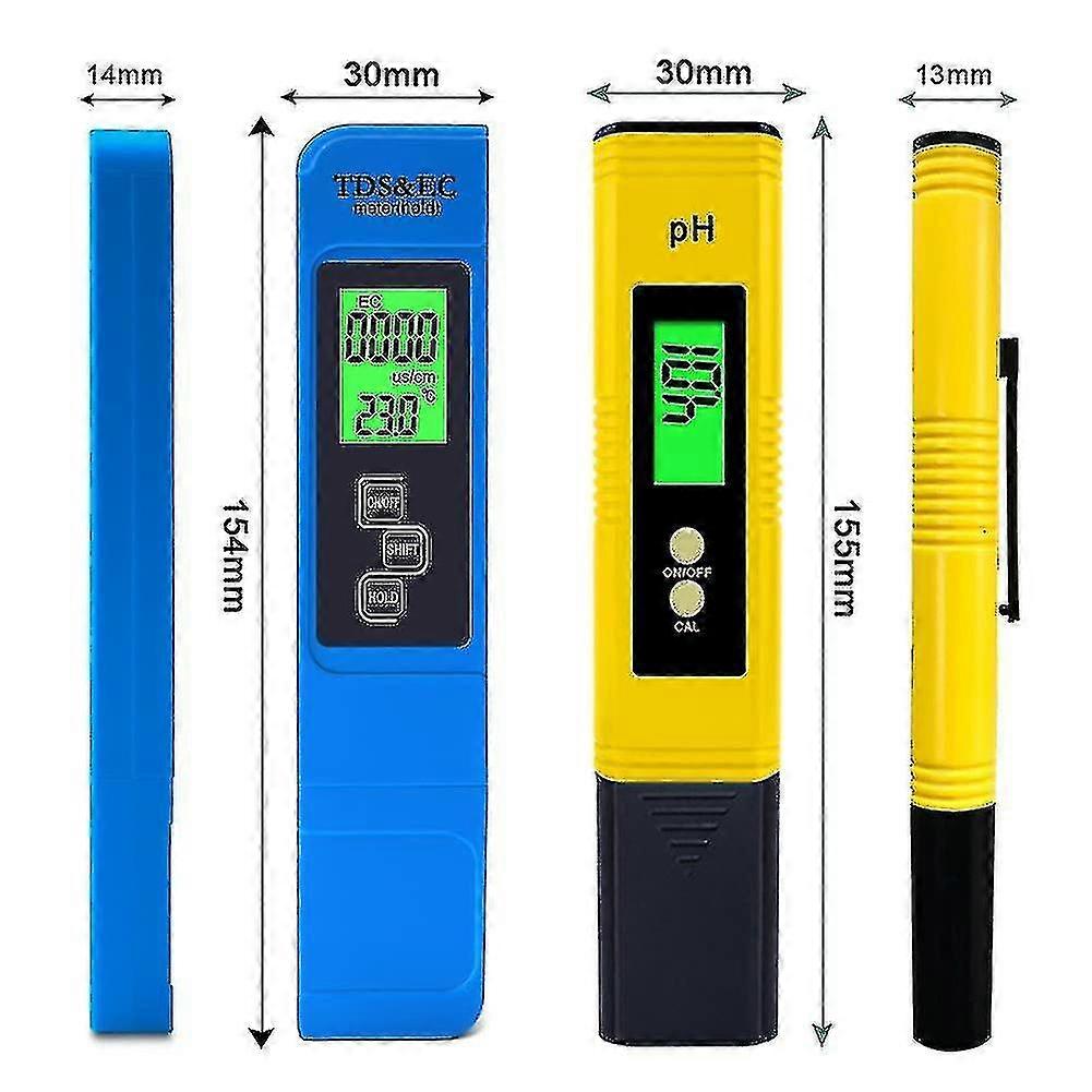 Digital Ph och Tds Meter Combo, hög noggrannhet vattenkvalitetstestare, Ph Meter 3-i-1 TDS ec temperaturmätare för dricksvatten pool akvarium