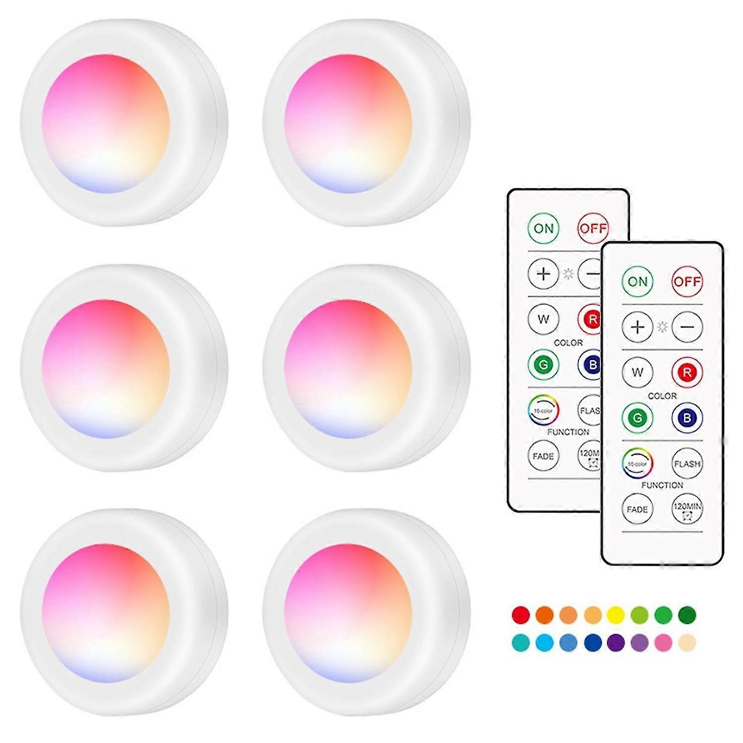 16 Color Changing RGB LED Cabinet Light Ice Ball Light 6pcs with 2 Controllers