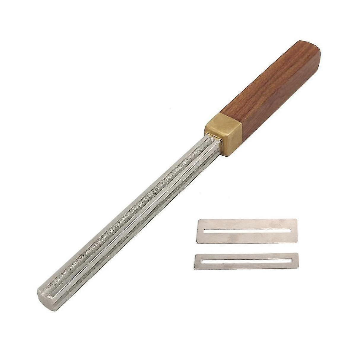 ملف حافة تاج الحرير الغيتار مربع + 2 واقيات - مقبض خشبي (1 مم ، 2 مم ، 3 مم ، 4 مم)