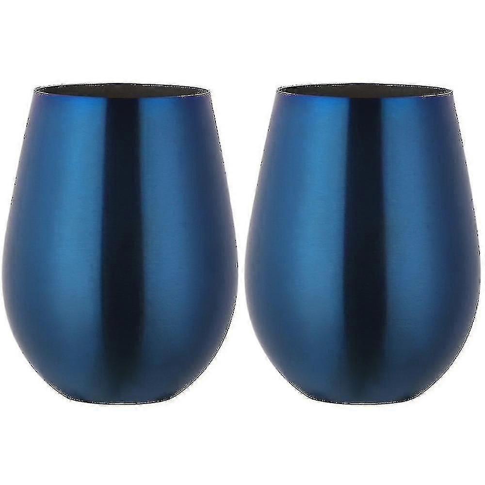 2 stk. vinglass i rustfritt stål uten stilk for reiser